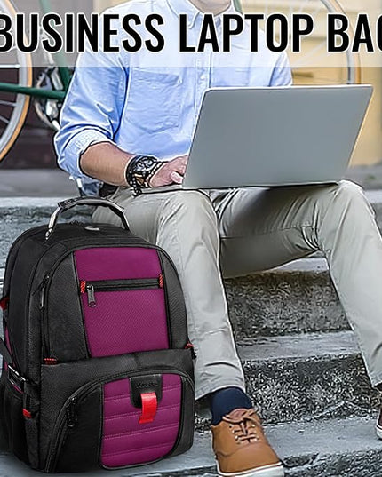 YOREPEK 18.4 Laptop Backpack, Large Backpacks Fit Most 18 Inch Laptop with USB Charger Port, TSA Friendly Flight Approved Weekend Carry on Backpack with Luggage Strap for Men and Women, Purple