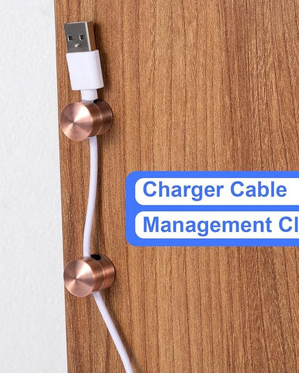 3 Sets Charger Holders for Cords, Red Bronze Color Adjustable Cable Anchor Holders, Adhesive Metal Cord Clips, Cable Management Wire Organizers for Desk, Office, Nightstand