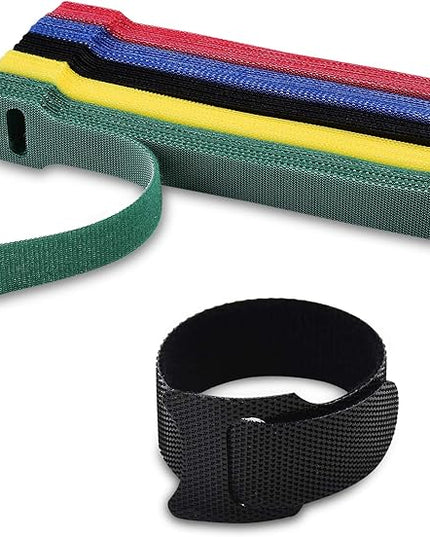 Cable Ties Reusable - 6 Inches Multi-Colour Adjustable Cord Straps Cord Ties for Cable Management Organizer, Multi-Purpose Reusable Hook and Loop for Home, Office and Garage (50)