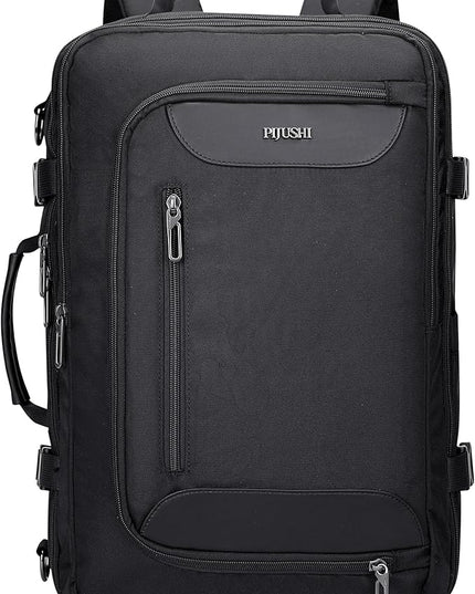 PIJUSHI Travel Backpack for Women Men Flight Approved Carry on Bag 16 inch Laptop Personal Item Daypack with Shoe Compartment(PE038 Black)