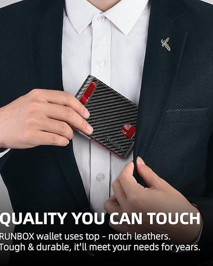 RUNBOX Slim Money Clip Wallets for Men RFID Blocking 11 Card Holder Minimalist Small Leather Bifold Men's Front Pocket Wallet Gift Box