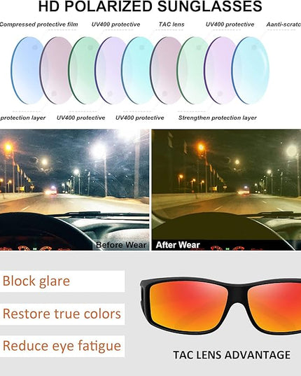 MEETSUN Fit Over Glasses Sunglasses for Men Women,Wrap Around Sunglasses Polarized UV400 Protection