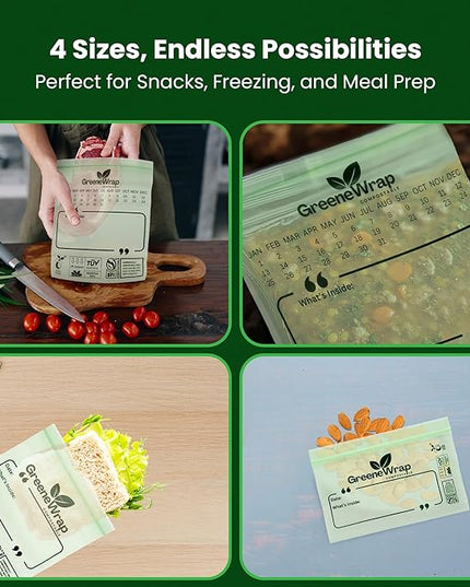 Compostable Gallon Size Zip Bags 25 Count Extra Thick 2 mil Resealable, Leak-Proof, Freezer Safe Disposable Food Storage Bags, BPI and OK Compost Home Certified, ASTM D6400