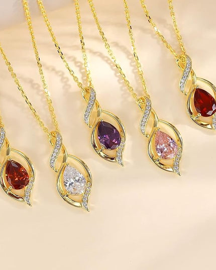FANCIME Birthstone Necklace for Women Teardrop Necklace S925 Sterling Silver Infinity Love Birthday Gifts for Mom Women Girls, 16"+2" Inches