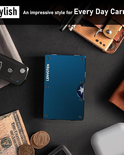 Lenvoten Extra Durable Hinged Minimalist Wallet for Men | Slim Metal RFID Blocking Wallet | Credit Card Holder & Money Clip Holds 20 Cards | Premium Scratch-Resistant Finish | Ideal Gift for Men