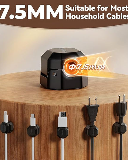 12 Pack Rotatable Cable Clips,Spring Cord Organizer Desk Cable Management Cord Holder Adhesive Phone Charger Cord Clips for Home Office Car Wall Nightstand Accessories Black