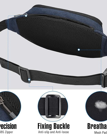 WATERFLY Fanny Pack Waist Bag: Small Hip Pouch Bum Bag Fannie Pack Phanny Fannypack Waistpack Bumbag Beltbag Sport Slim Fashionable for Jogging Hiking Hiker Woman Man