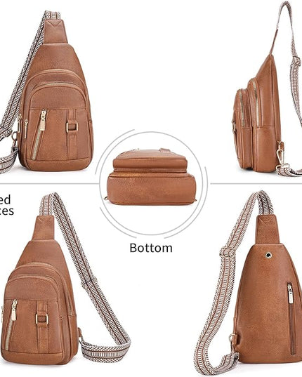 FALAN MULE Crossbody Bags for Women Trendy Leather Sling Chest Bag Fanny Packs for Women