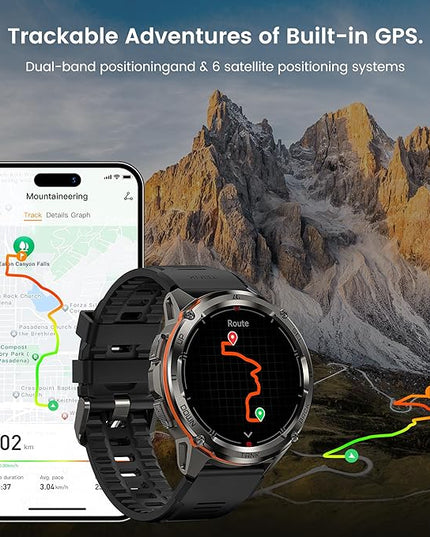 AMAZTIM GPS Smart Watch for Men, 6 Satellite Positioning, Compass, Stainless Steel Body, 50M Waterproof, 470mAh Extra-Large Battery, Answer/Make Call, 1.43" AMOLED Screen, Compatible for Android iOS
