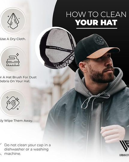 Urban Effort Mesh Back Cap - for Men and Women Baseball Hat 5-Panel Trucker Hat - Great Snapback Closure for Hunting & Hiking