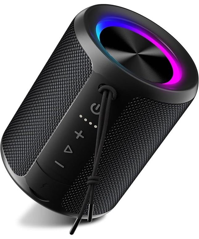 Portable Bluetooth Speaker - IPX7 Waterproof Dustproof, 15W Loud Bass Stereo, 2600mAh Playtime, BT5.3 & TWS Light,Home/Party/Outdoor/Bea