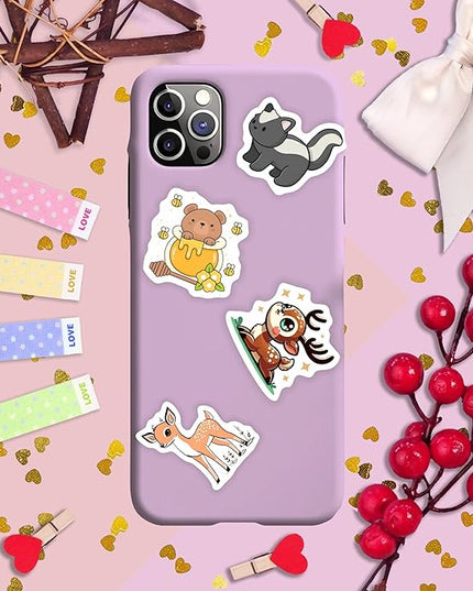BulbaCraft 100Pcs Woodland Animal Stickers, Forest Animal Stickers for Water Bottle & Laptop - Woodland Party Supplies & Decorations, Gifts for Women & Men