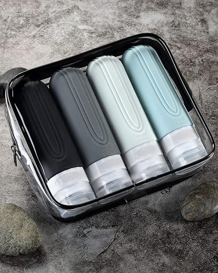 Travel Bottles for Toiletries, Tsa Approved 3oz Travel Size Containers BPA Free Leak Proof Refillable Liquid Silicone Squeezable Travel Accessories for Shampoo Conditioner Lotion (4 Pack)