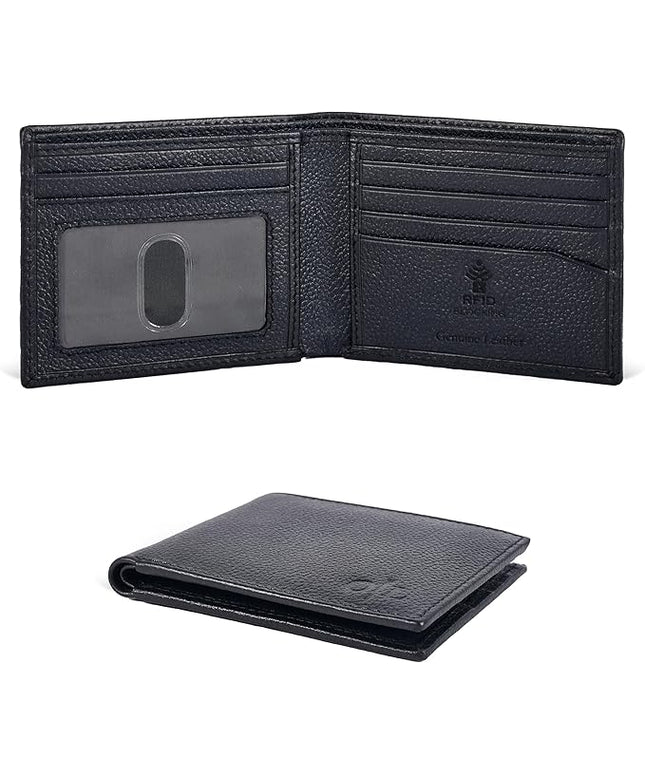 Oak Leathers Slim Leather Wallet for Men - RFID Wallets Credit Card Holder Ultra Thin Gift for Mens, Front Pocket Minimalist Design