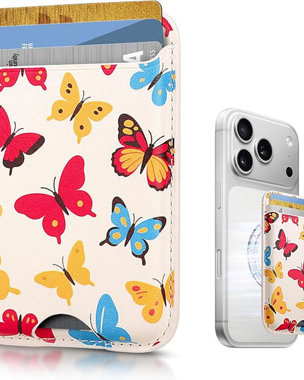 Magnetic Mag-safe Wallet Cell Phone Card Holder for Phone Case with Mag-Safe, Stronger Magnetic RFID Leather Phone Wallet Stick on for iPhone 17/16/15/14/13/12 Series, Fit 3 Cards