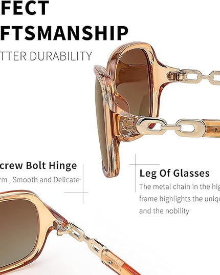 FEISEDY Vintage Square Polarized Sunglasses for Women UV400 Travel Driving Fashion Arcuate Sunglasses B2526