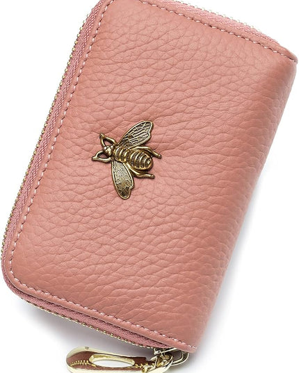 imeetu RFID Credit Card Holder, Small Leather Zipper Card Case Wallet for Women