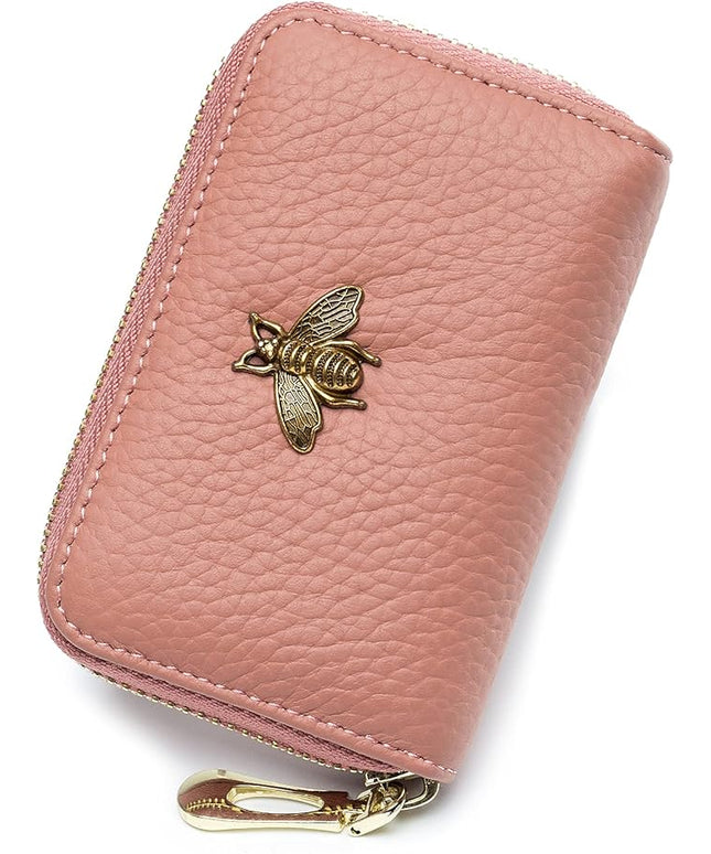 imeetu RFID Credit Card Holder, Small Leather Zipper Card Case Wallet for Women