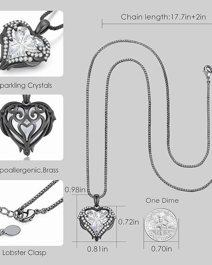 CDE Christmas Gifts for Women Angel Wings Necklace for Women with Birthstone, Love Heart Silver Tone/Gold Tone Pendant, Ideal Anniversary or Birthday Jewelry Gifts for Wife Girlfriend Her