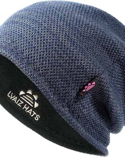 Lvaiz Mens Winter Beanie Hat Warm Fleece Lined Skull Cap for Men Reversible Women Windproof Watch Hat Knit Warm Unisex Beanie