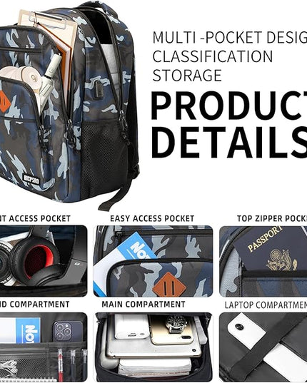 Classic Backpack for Men Women, School Backpack for Girls Boy Teens,15.6 Inch Laptop Bookbag with USB Charger for College High School Work Business Computer Book Bag,mochilas para hombres