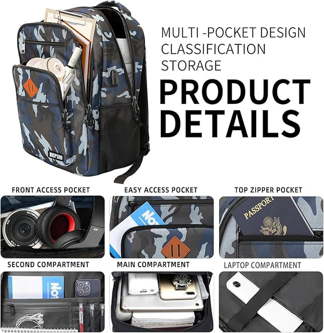 Classic Backpack for Men Women, School Backpack for Girls Boy Teens,15.6 Inch Laptop Bookbag with USB Charger for College High School Work Business Computer Book Bag,mochilas para hombres