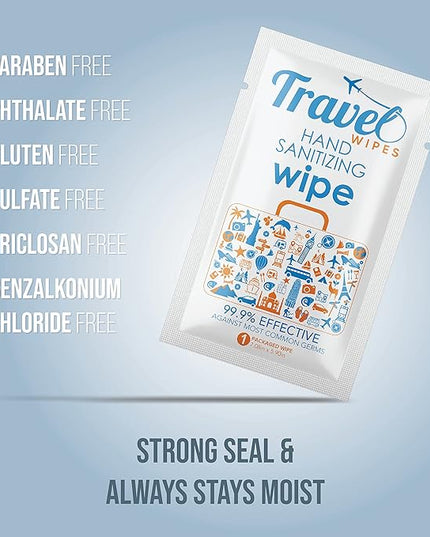 Hand Sanitizing Travel Wipes – 30ct Individually Wrapped | Fragrance-Free, Moisturizing, 70% Isopropyl Alcohol Wipes | Travel, Home, Office, Daily Use | Made in USA