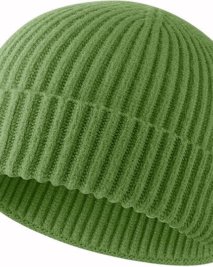 ROYBENS Swag Wool Knit Cuff Short Fisherman Beanie for Men Women, Winter Warm Hats