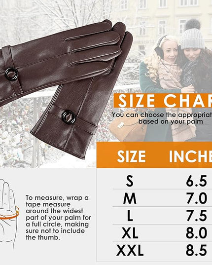 Dsane Womens Winter Leather Gloves Touchscreen Texting Warm Driving Lambskin Gloves for Christmas Gifts