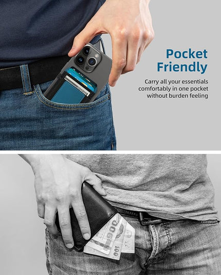 ExtreLife for Magsafe Wallet, Strongest Magnetic Wallet for iPhone 17/16/15/14/13/12 Series, for Magsafe Card Holder with 2 Card Slots, RFID Blocking, Slim, Vegan Leather, Hold 7 Cards, Blue