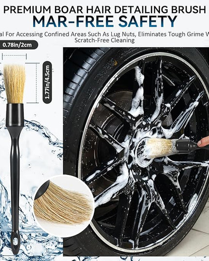 Tire Brushes for Cleaning Tires, Car Wheel Brushes for Cleaning Wheels, Rim Cleaner Brush for Car Detailing, Premium Wheel Cleaner Brush Kit Safe for Cars, Trucks, SUVs, RVs, Motorcycles