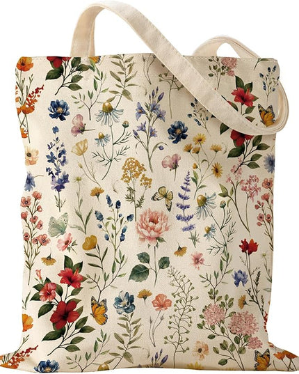 Aesthetic Canvas Tote Bag - Reusable Shoulder Tote Bag for Women Lady Casual Vacation, Shopping, Work, Gym
