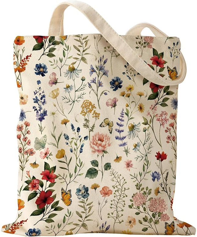 Aesthetic Canvas Tote Bag - Reusable Shoulder Tote Bag for Women Lady Casual Vacation, Shopping, Work, Gym