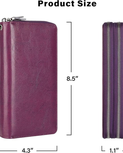 Lavemi Small Compact Women Wallet RFID Blocking Genuine Leather Bifold Purse with ID Windows