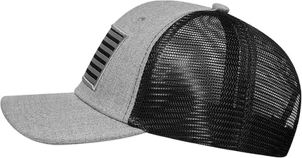 AURR American Flag Trucker Hat, Patriotic Baseball Cap for Men & Women, Breathable Mesh Adjustable Snapback, USA Flag Patch