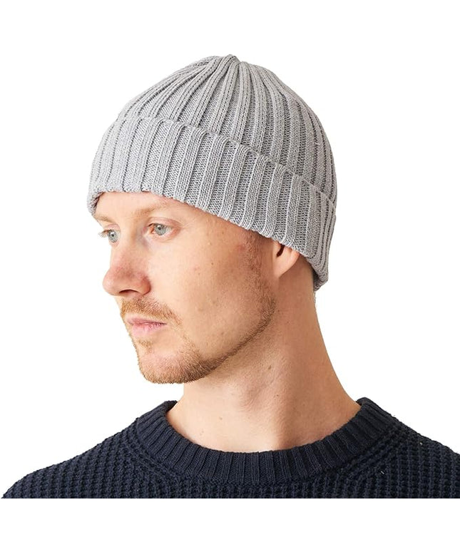 CHARM Mens Cotton Fisherman Beanie - Ribbed Trawler Knit Cap Womens Slouch Hat