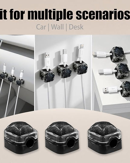 9Pack Magnetic Cable Clips for Nightstand, Adhesive Night-Glowing Cord Holder Organizer for Office Home Desk Wall Car (Black,Star)