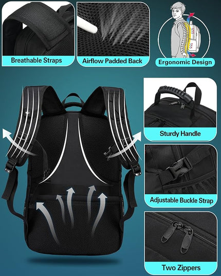 ProEtrade Travel Backpack, Extra Large Laptop Backpack School Business Anti Theft TSA Approved College Work Computer Bag Fits 17 Inch Laptop with USB Charging Port Bookbag for Women Men(Black)