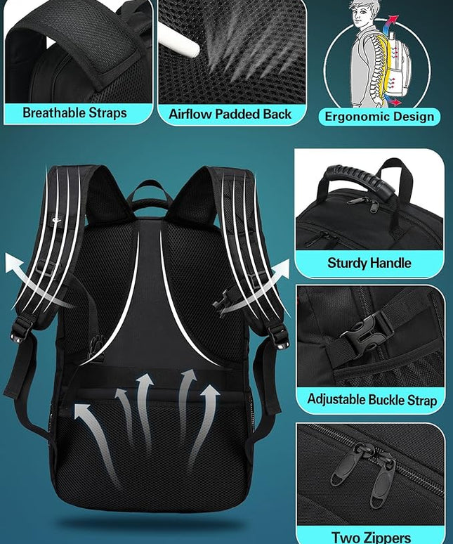 ProEtrade Travel Backpack, Extra Large Laptop Backpack School Business Anti Theft TSA Approved College Work Computer Bag Fits 17 Inch Laptop with USB Charging Port Bookbag for Women Men(Black)