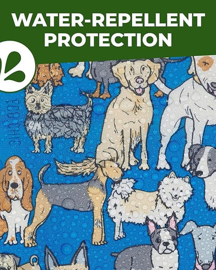 ECO CHIC Lightweight Foldable Insulated Lunch Bag Water Resistant Cooler Bag (Dogs Blue)