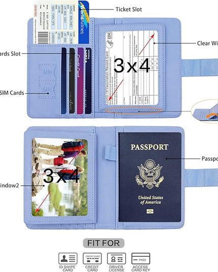 Melsbrinna Rfid Passport Holder for Travel women/Men, Cute Passport Wallet Rfid Blocking Card Slots, Rfid Passport Cover/CaseTravel Wallet, Passport Book Holder (1, Blue4)