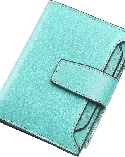 Lavemi Small Compact Women Wallet RFID Blocking Genuine Leather Bifold Purse with ID Windows
