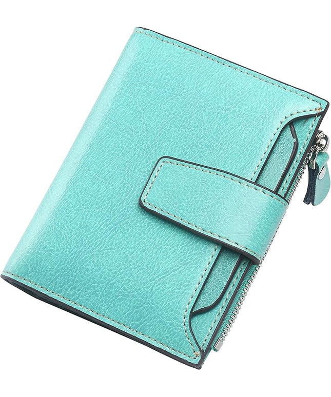 Lavemi Small Compact Women Wallet RFID Blocking Genuine Leather Bifold Purse with ID Windows