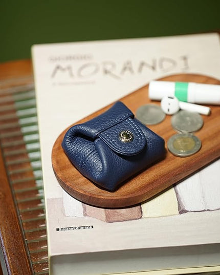 Cockatoo Genuine Leather Coin Pouch Change Holder, Mini Snap Pocket Wallet for Men Women (Verdant, Small)
