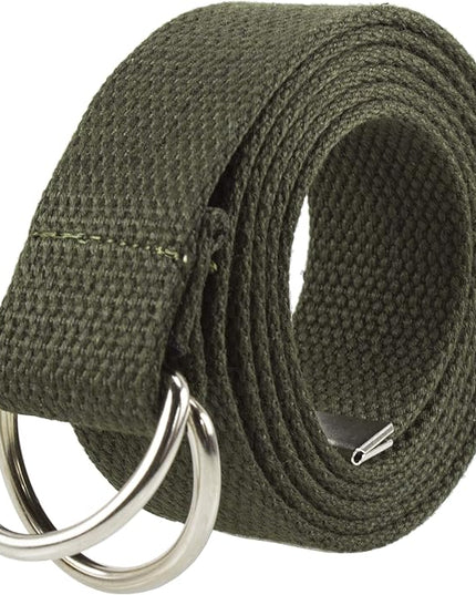 Gelante Canvas Web D Ring Belt Silver Buckle Military Style for men & women 1 or 3 pcs