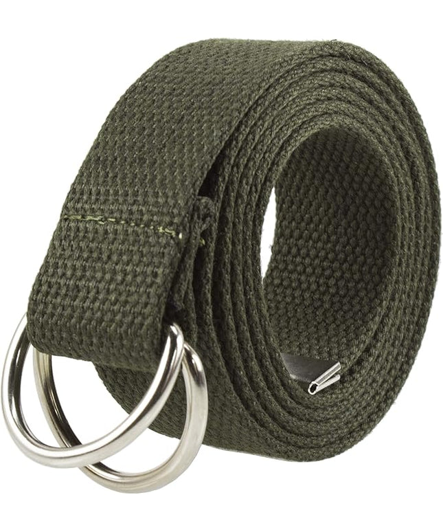 Gelante Canvas Web D Ring Belt Silver Buckle Military Style for men & women 1 or 3 pcs