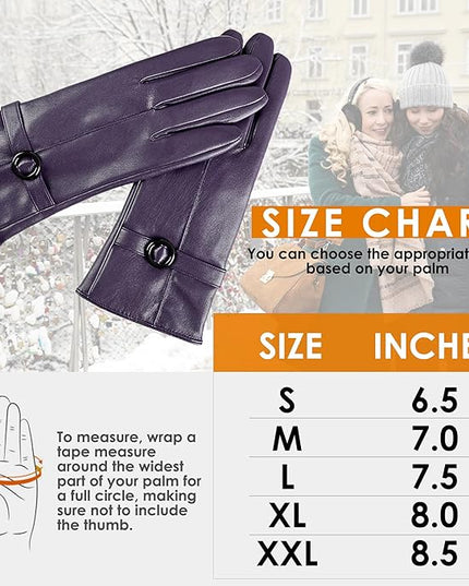 Dsane Womens Winter Leather Gloves Touchscreen Texting Warm Driving Lambskin Gloves for Christmas Gifts