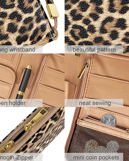 Family Passport Holder Wallet RFID Blocking Document Organizer PU Leather Mulit-purpose Travel Wallets Credit Cards Holder for Women Men, Light Leopard
