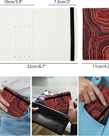 Passport Holder for Women and Men PU Leather Passport Cover for Travel (Wood Print)