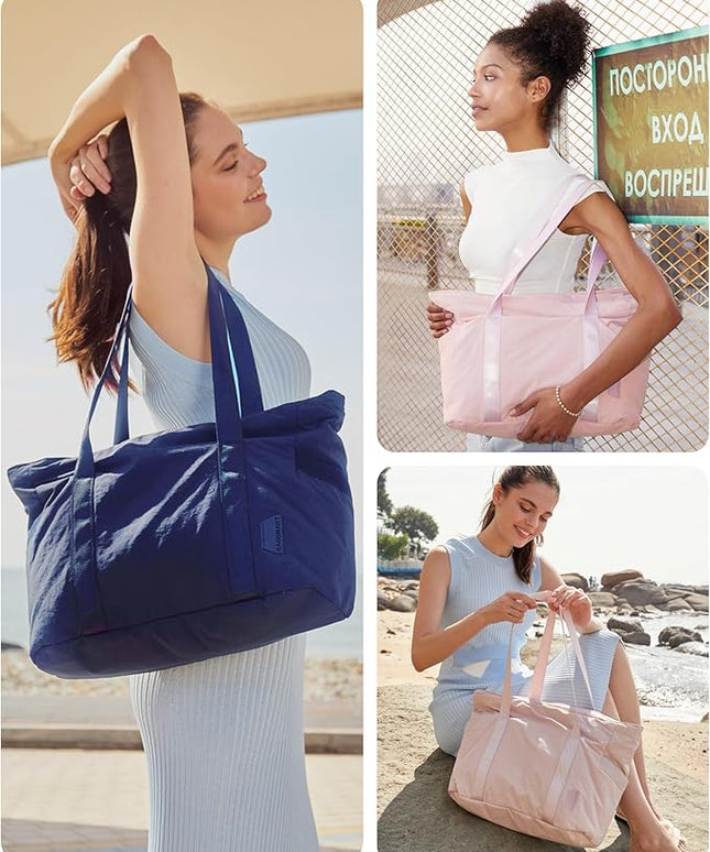 BAGSMART Tote Bag for Women, Tote Bag with Zipper Work Tote with Compartments Nurse Shoulder Hanbag for Travel, Gym